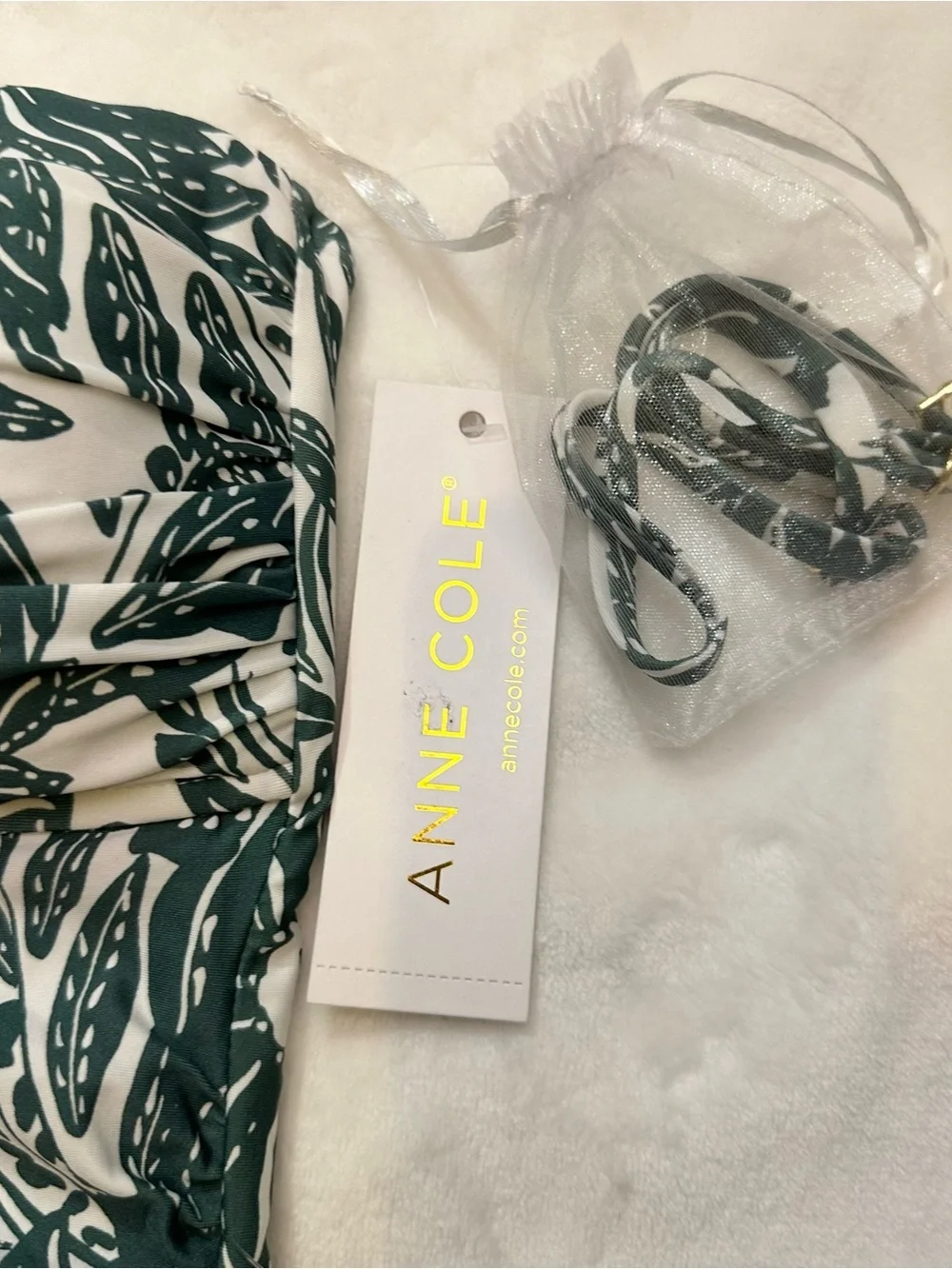 Anne Cole Strapless Green Tropical-Print One-Piece Swimsuit